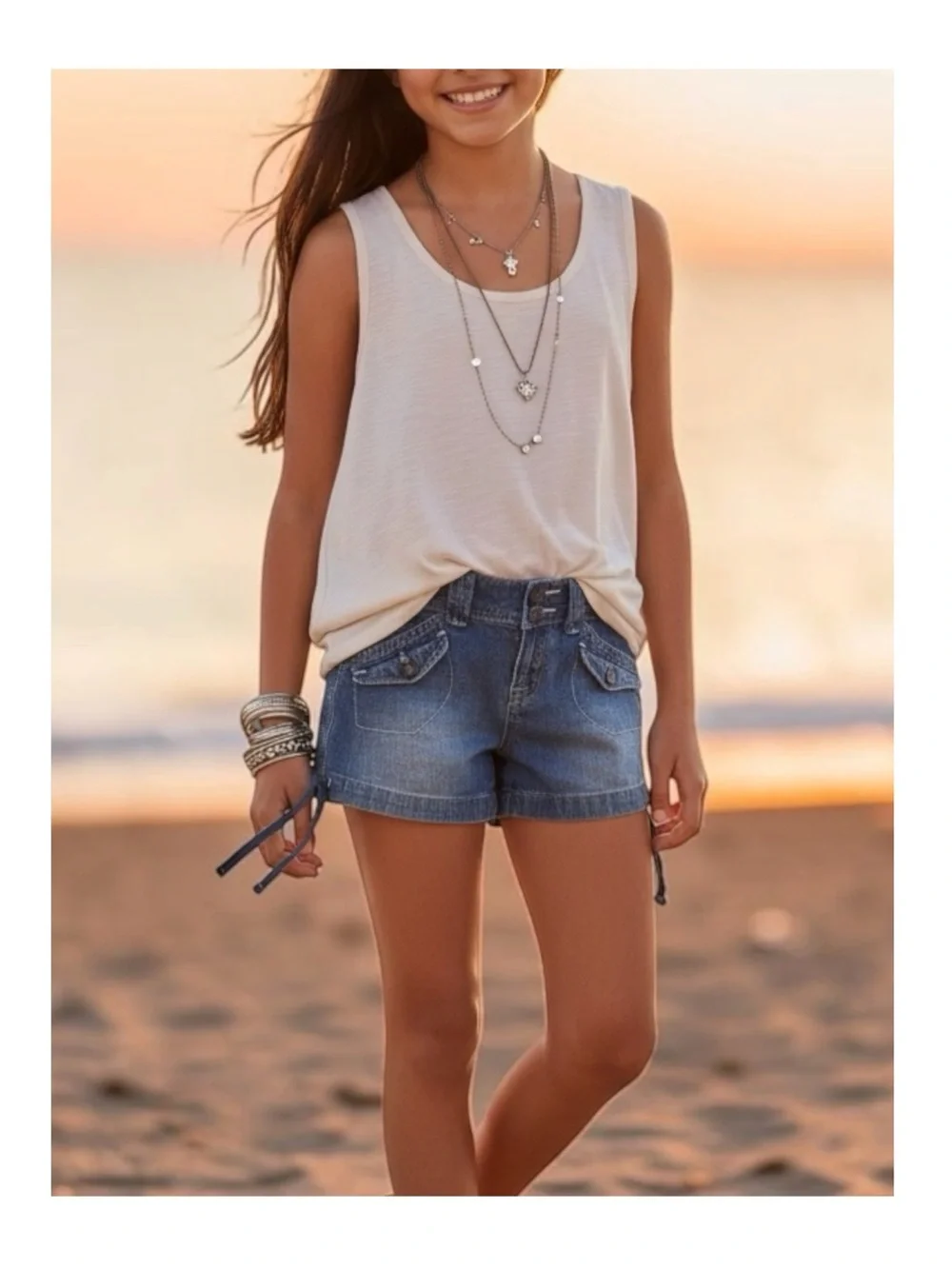Y2K: Union Bay ★ Girl’s Cargo Pocket Tie Denim Shorts ★ Medium Blue ★ 10 23 XXS